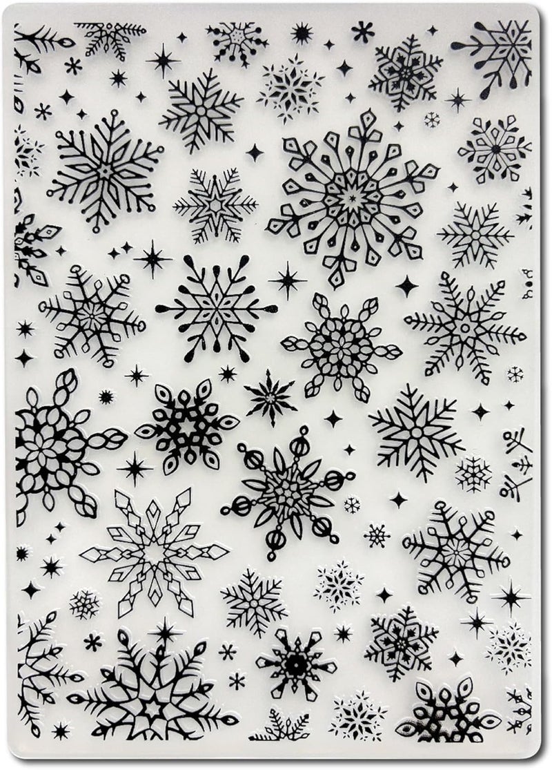 Arbuya Snowflakes Texture Plastic Embossing Folders for Card Making, Christmas Snowflake Embossing Folder DIY Craft Folders Template Stencils for Scrapbooking Photo Album Decoration 5“x7” - Image 1